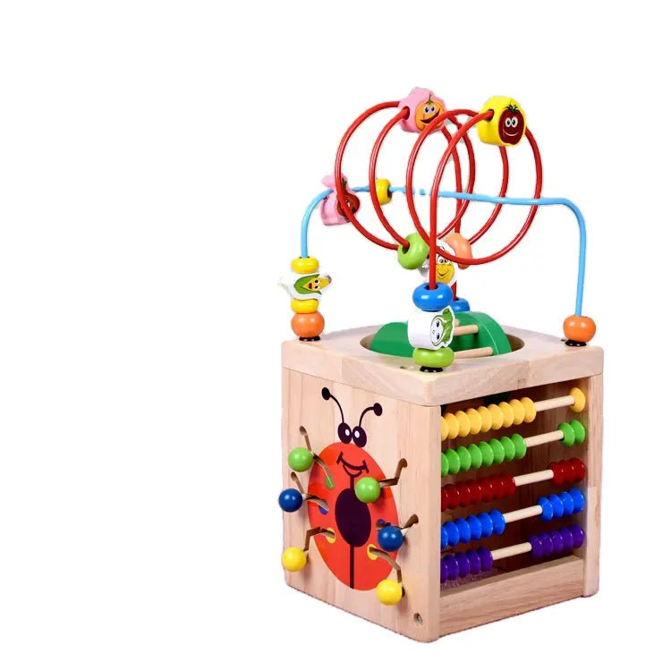 6 IN 1 WOODEN BEAD MAZE ACTIVITY CUBE