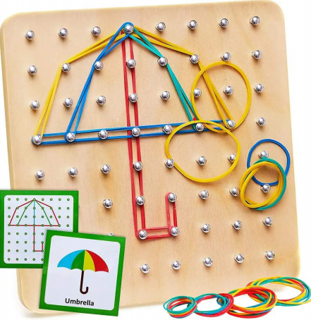 COFFRET MONTESSORI MATHEMATIQUES WOODEN GEOBOARD FIGURE EDUCATIONAL TOYS