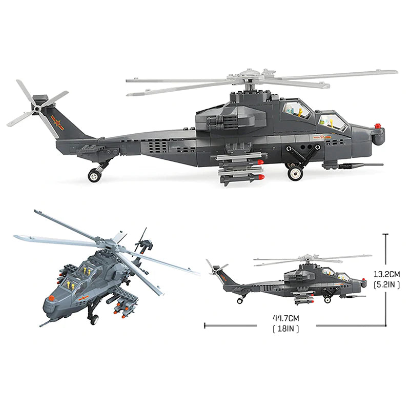 FIERY HELICOPTER ARMY AIRCRAFT PLANE BUILDING BLOCKS